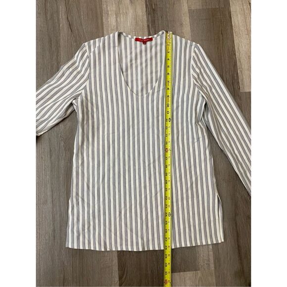 Rouge Margaux Gray and White Stripe Blouse, One Size - Picture 6 of 8